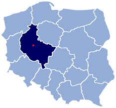 Mapa Polski z zaznaczonym obszarem Poznania